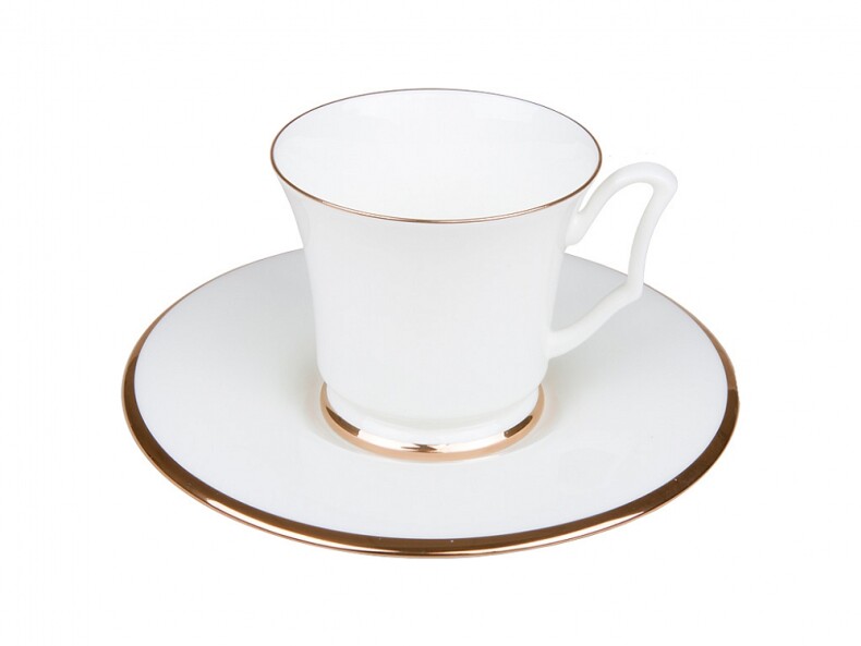 Чашка с блюдцем кофейная "Золотая лента" формы Юлия, 145 мл