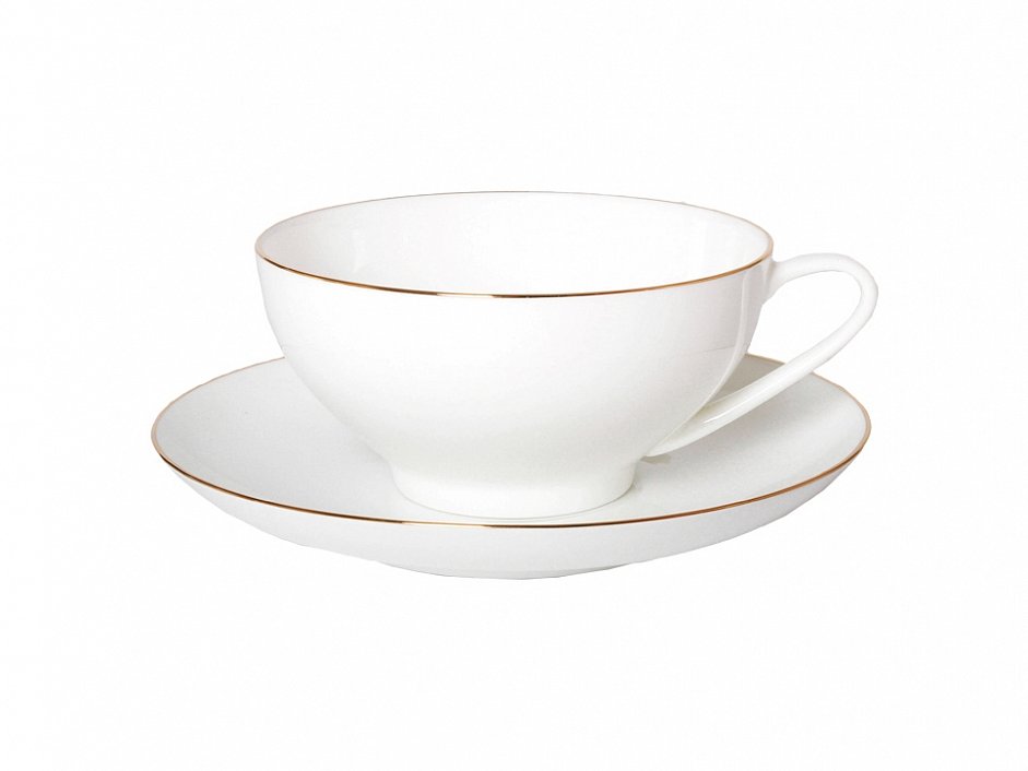 Чашка с блюдцем чайная "Золотая лента" формы Купольная, 300 мл