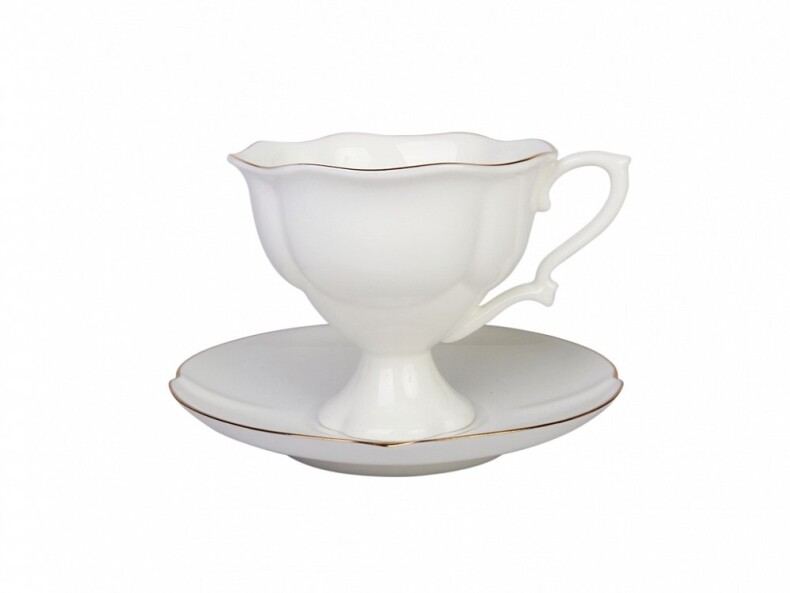 Чашка с блюдцем кофейная "Золотая лента" формы Наташа, 120 мл