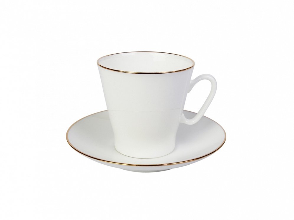 Чашка с блюдцем "Золотой кантик" формы Черный Кофе, 80 мл