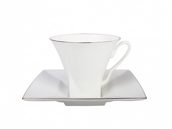 Чашка с блюдцем чайная Золотая лента формы Петрополь, 250 мл