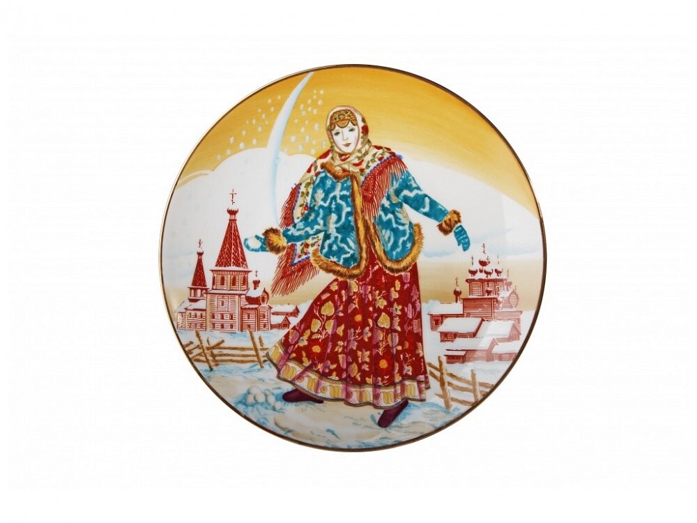 Декоративная тарелка Девушка со снежком, 195 мм