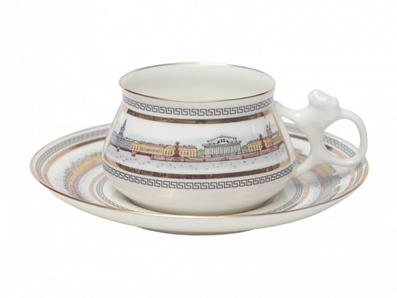 Чашка с блюдцем чайная "Набережные Невы" формы Билибина, 180 мл