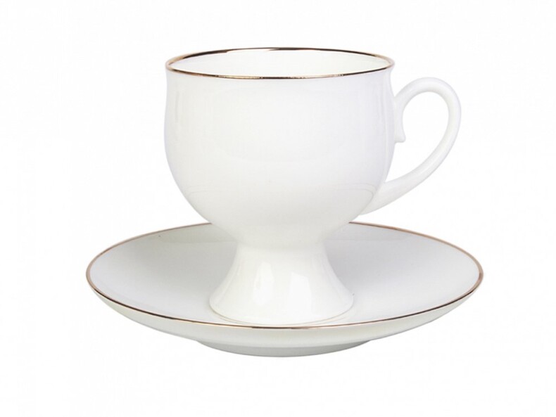 Чашка с блюдцем кофейная Золотая лента формы Классическая, 160 мл