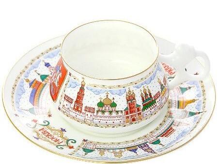 Чашка с блюдцем чайная "Московский Кремль" формы Билибина, 180 мл