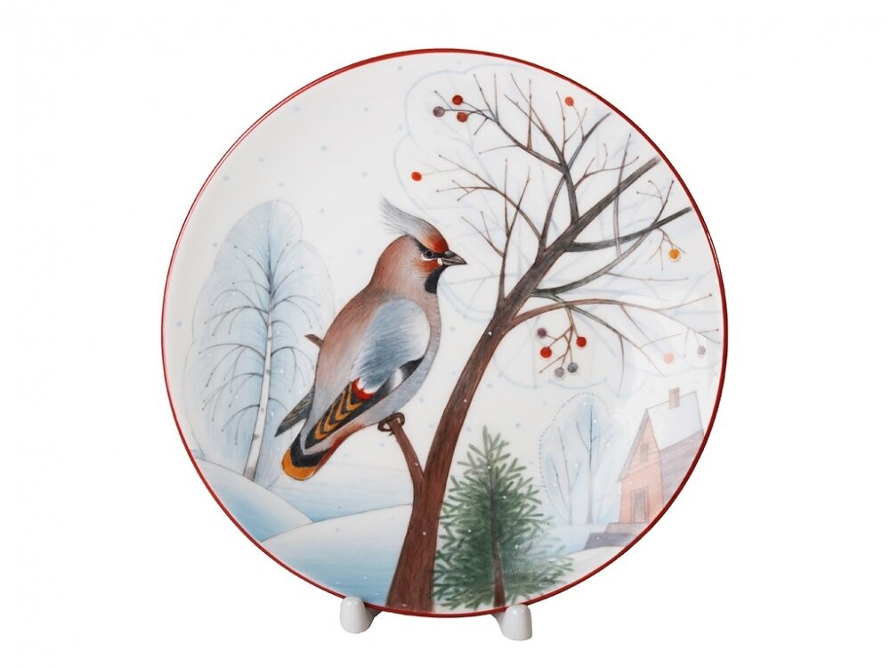 Декоративная тарелка Январский Свиристель, 195 мм