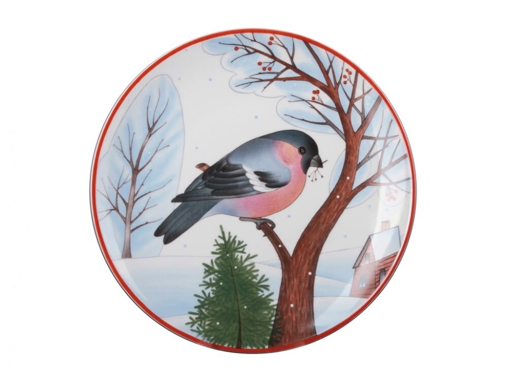 Декоративная тарелка Снегирь красногрудый, 195 мм
