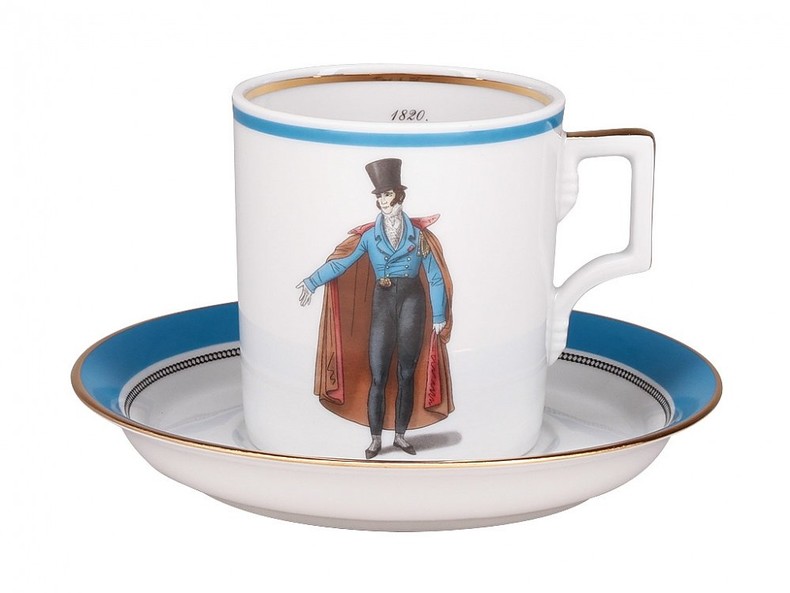Чайная чашка с блюдцем "Денди" Modes de Paris (синий) 1844, 220 мл