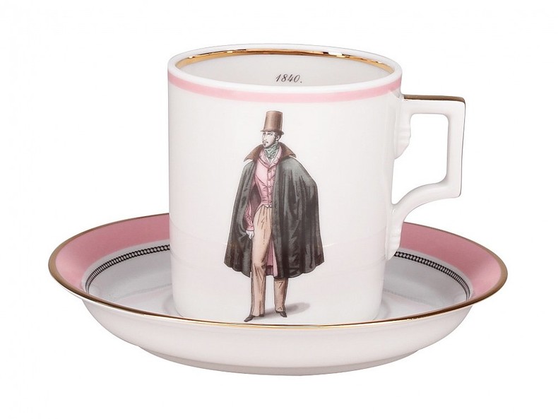 Чайная чашка с блюдцем "Денди" (розовый), 220 мл