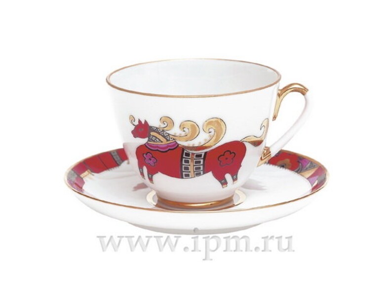 Чашка с блюдцем чайная Красный конь, 230 мл