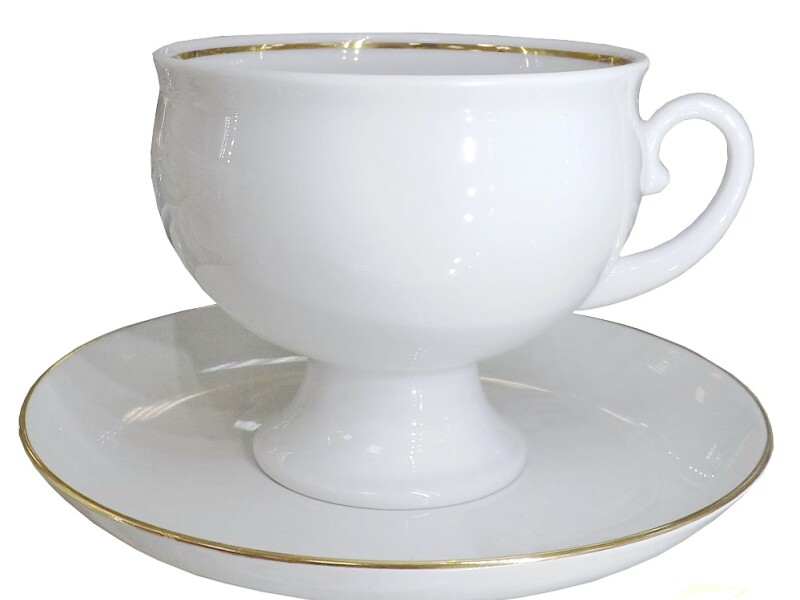 Чашка с блюдцем чайная Золотой кантик формы Классическая, 360 мл