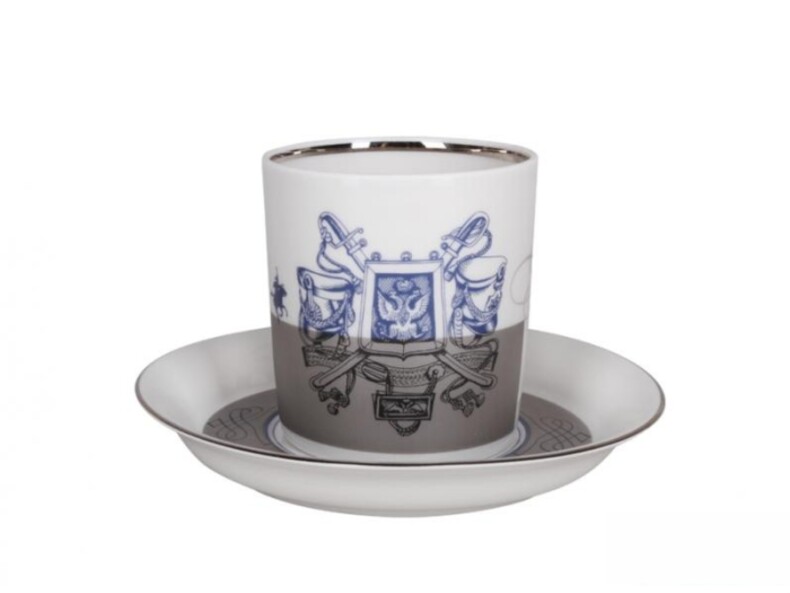Чашка с блюдцем чайная форма Гербовая рисунок Гусарский