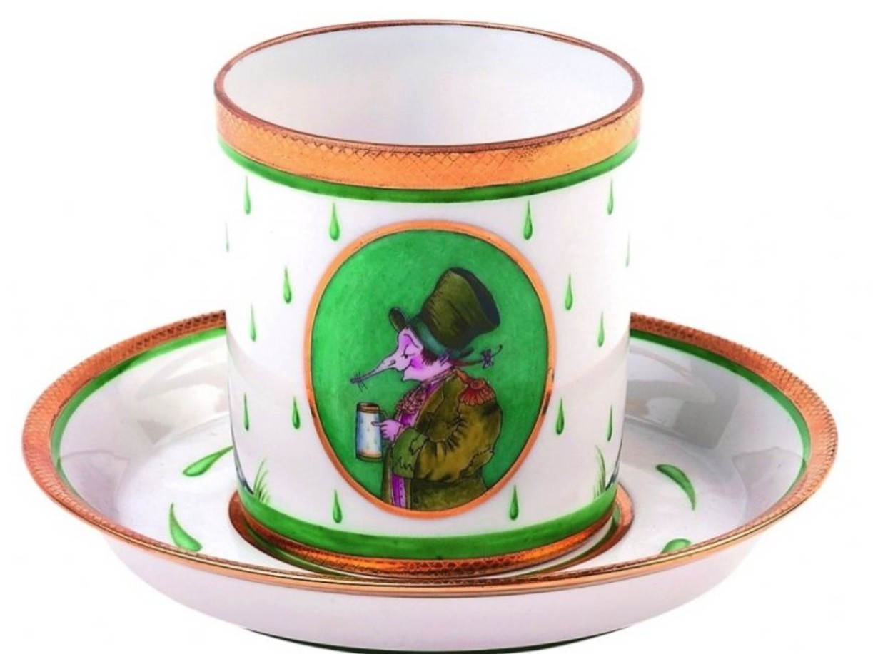 Чашка с блюдцем чайная формы Гербовая "Крысята-воришки" №1