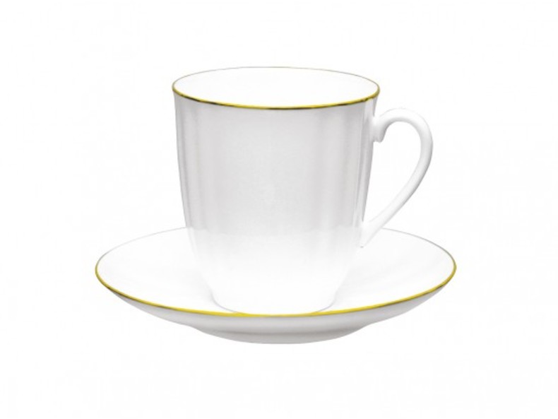 Чашка с блюдцем Золотой кантик формы Ветерок, 176 мл