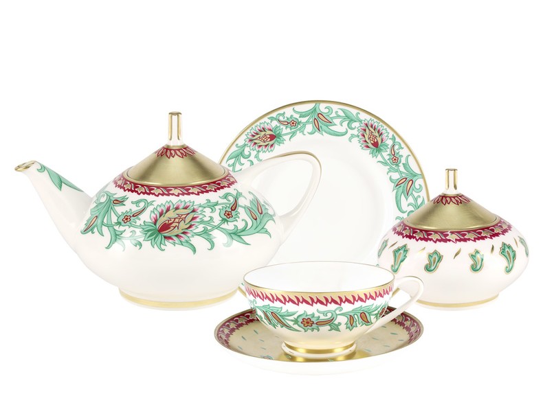 Сервиз чайный форма Купольная рисунок Восточный цветок, 20 предметов на 6 персон