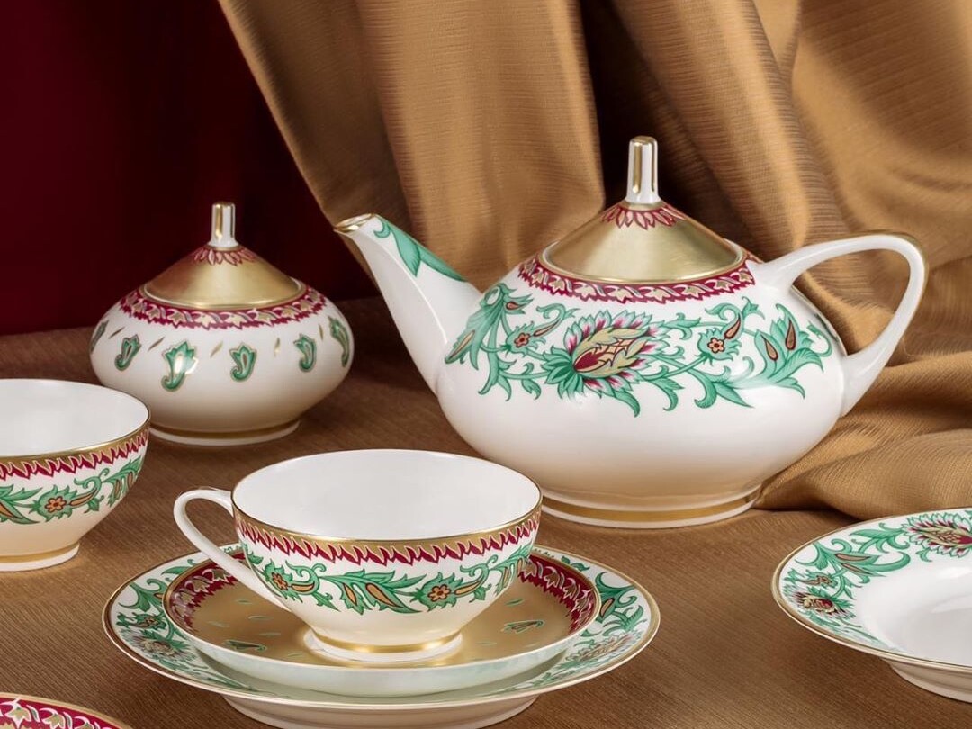 Чашка с блюдцем чайная 300 мл форма Купольная с рисунком "Восточный цветок"