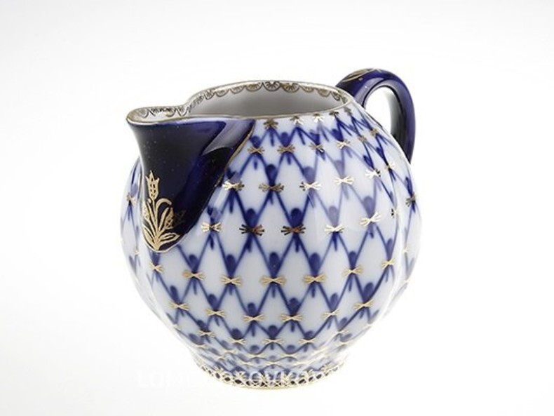 Подарочный набор формы Тюльпан "Кобальтовая сетка": чайная пара + сливочник