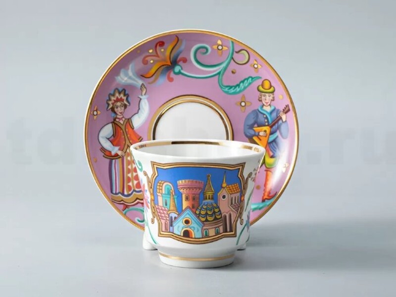Чашка с блюдцем чайная форма Банкетная "Чудоград. Камаринская" 220 мл
