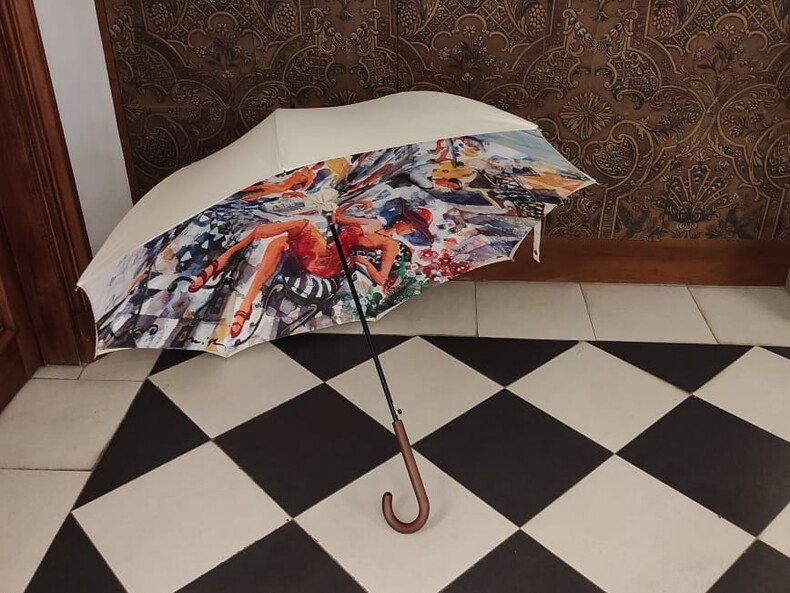 Зонт-трость "Брачное объявление" - бежевый купол