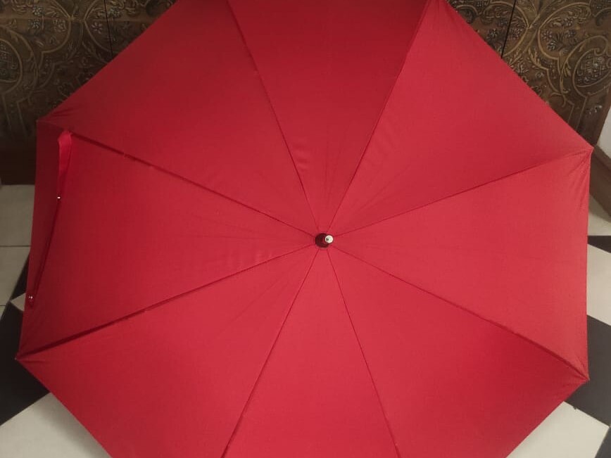 Зонт-трость "Арлекин в Венеции" - бордовый купол